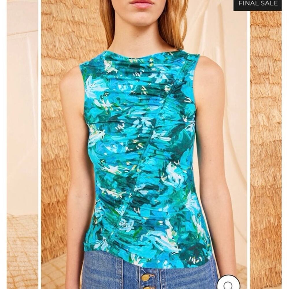 Ulla Johnson Blue Green Floral Sleeveless Blouse